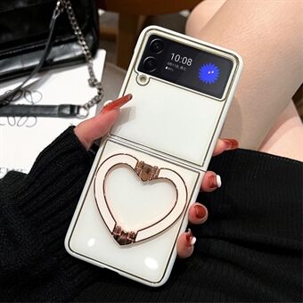 Shockproof Phone Case for Samsung Galaxy Z Flip4 5G, TPU + Acrylic Anti-Drop Case Heart Shape Kickstand Phone Cover