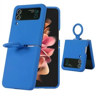 For Samsung Galaxy Z Flip4 5G Liquid Silicone Folding Phone Case Finger Ring Holder Anti-scratch Protective Cover