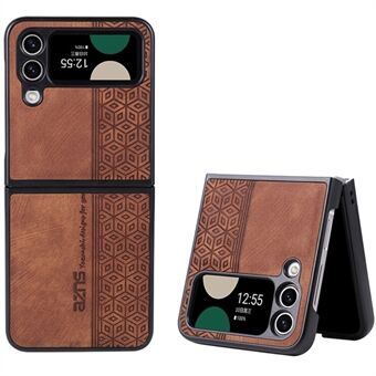 AZNS For Samsung Galaxy Z Flip4 5G Imprinted Pattern Folding Phone Case PU Leather Coated Hard PC Back Cover