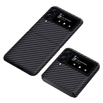 For Samsung Galaxy Z Flip4 5G Carbon Fiber Texture Aramid Fiber Back Case Anti-drop Ultra Slim Phone Cover