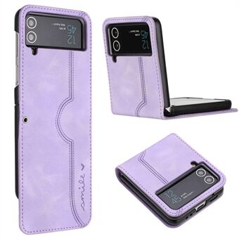 YX0030 Leather Cover for Samsung Galaxy Z Flip4 5G , Imprinted Pattern Slim Fit Protective Phone Case