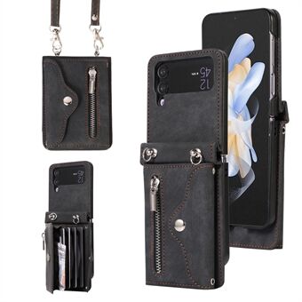 Kickstand Phone Case for Samsung Galaxy Z Flip4 5G RFID Blocking Card Bag PU Leather+TPU Cover