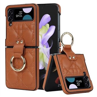 ZD 015 Classic Stitched Shockproof Case for Samsung Galaxy Z Flip4 5G PU Leather Hard PC Phone Cover with Buckle