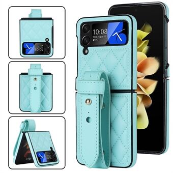 ZD 09 For Samsung Galaxy Z Flip4 5G Protective Case with Wrist Strap PU Leather Hard PC Phone Cover