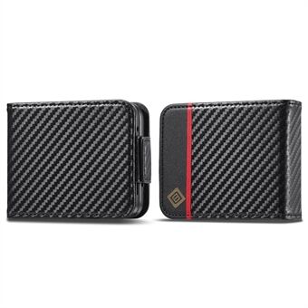 LC.IMEEKE Leather Phone Case for Samsung Galaxy Z Flip4 5G , Carbon Fiber Texture Card Slot Cover