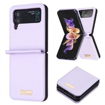 BINFEN COLOR For Samsung Galaxy Z Flip4 5G PU Leather + Hard PC Shell Slim Protective Phone Case Cover