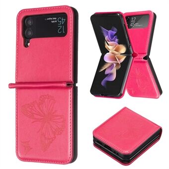 For Samsung Galaxy Z Flip4 5G Imprinted Butterfly Phone Case PU Leather + PC Slim Fit Cover