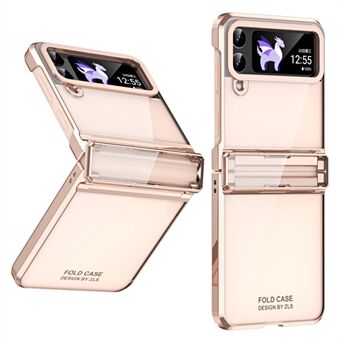 For Samsung Galaxy Z Flip4 5G Shockproof Hard PC Phone Case Electroplating Clear Cover with Small Screen Film