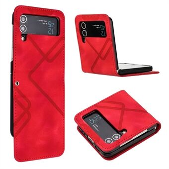 YX0040 For Samsung Galaxy Z Flip4 5G Phone Case PU Leather+PC Pattern Imprinted Cover