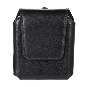 For Samsung Galaxy Z Flip3 5G / Flip4 5G / Huawei P50 Pocket / Motorola Razr 2022 5G 4.5-inch Genuine Leather Waist Bag Vertical Cell Phone Belt Loop Holster Case Mini Travel Pouch