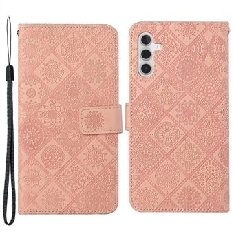 For Samsung Galaxy A14 5G Anti-scratch Ethnic Style Flower Imprinted Case PU Leather+TPU Stand Wallet Mobile Phone Cover