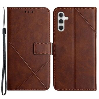 For Samsung Galaxy A14 5G Solid Color PU Leather Magnetic Flip Phone Case Line Imprinting Wallet Stand Shockproof Cover