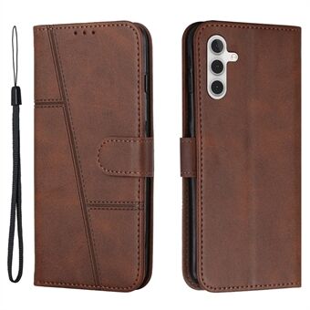 For Samsung Galaxy A14 5G Stitching PU Leather Magnetic Clasp Phone Case Wallet Viewing Stand Folio Flip Cover with Strap