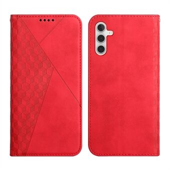 For Samsung Galaxy A14 5G Imprinted Rhombus Pattern Skin-touch Leather Case Magnetic Auto-absorbed Phone Cover with Wallet Stand