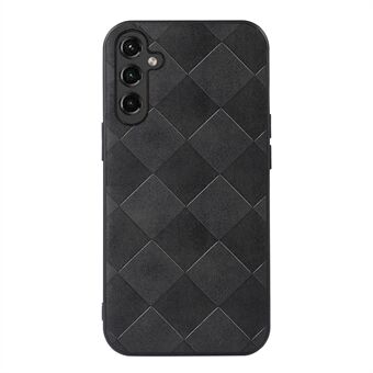 For Samsung Galaxy A14 5G Anti-fall Grid Texture PU Leather Coated Soft TPU + Hard PC Hybrid Phone Case Protective Cover