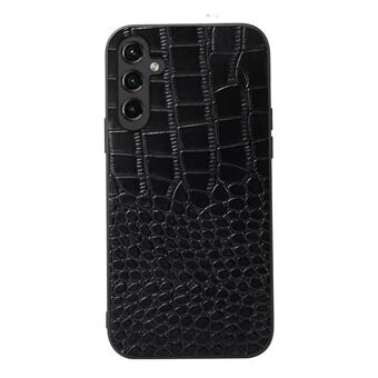 For Samsung Galaxy A14 5G Crocodile Texture Phone Case Shock Absorbing Genuine Cowhide Leather Coated PC+TPU Cover