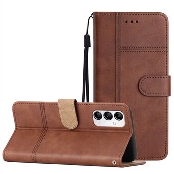 For Samsung Galaxy A14 5G Cowhide Texture Business Style PU Leather Flip Cover Wallet Stand Anti-collision Phone Case