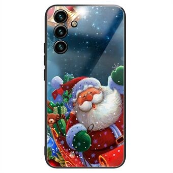 For Samsung Galaxy A14 5G Lovely Christmas Pattern Printing TPU + Tempered Glass Phone Back Case Anti-drop Anti-scratch Cover