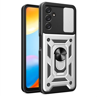 Shockproof Phone Case for Samsung Galaxy A14 5G, Ring Kickstand PC + TPU Protective Back Cover with Slide Camera Protector