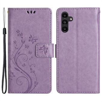 For Samsung Galaxy A14 5G Flower Butterfly Imprinted Phone Wallet Case PU Leather Foldable Stand Cover