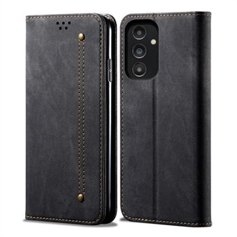 For Samsung Galaxy A14 5G Jeans Cloth Texture PU Leather Magnetic Auto-absorbed Phone Case Wallet Stand Cover