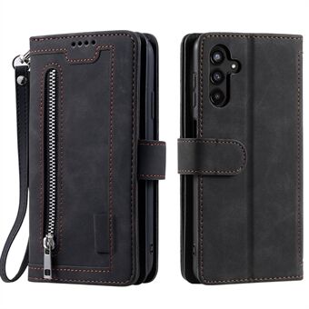 For Samsung Galaxy A14 5G PU Leather Phone Case Anti-Scratch Protective Cover 9 Card Slots Phone Cover with Zipper Pocket