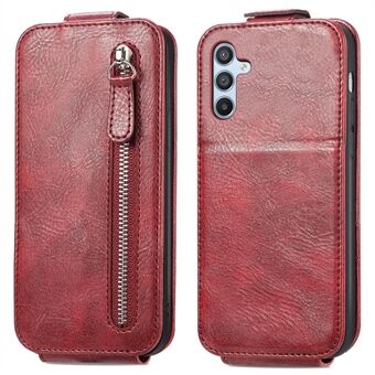 Vertical Flip Phone Case for Samsung Galaxy A14 5G / A14 4G PU Leather Zipper Wallet Foldable Stand Cover