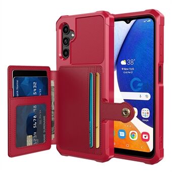 ZM03 for Samsung Galaxy A14 5G / A14 4G Fall Protection PU Leather Coated TPU Case Card Holder Kickstand Phone Cover with Magnetic Metal Sheet