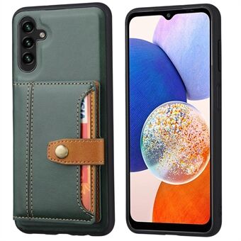 For Samsung Galaxy A14 5G Calf Texture Phone Case Card Slots Kickstand PU Leather Coated TPU Well-protected Protective Back Cover