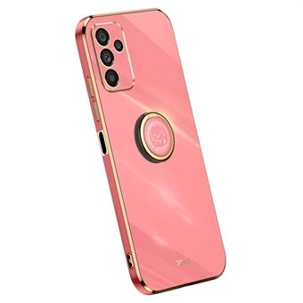 XINLI For Samsung Galaxy A14 5G Precise Lens Cutout Ring Kickstand Phone Case Electroplating Golden Edge Soft TPU Cover