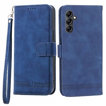 DIERFENG DF-03 Phone Case Stand Wallet for Samsung Galaxy A14 5G, PU Leather Lines Imprinted Phone Cover