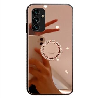 For Samsung Galaxy A14 5G Ring Kickstand TPU + PC Phone Cover Reflective Makeup Mirror Case