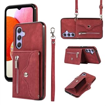 For Samsung Galaxy A14 4G / 5G Phone Carrying Pouch RFID Blocking Card Bag Kickstand PU Leather+TPU Case