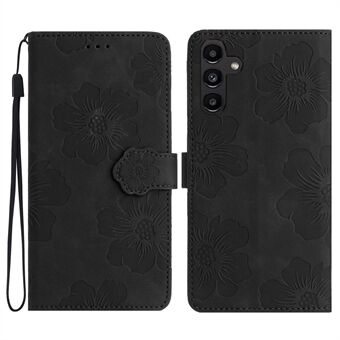 For Samsung Galaxy A14 5G Flowers Pattern Shockproof Phone Case PU Leather Wallet Cover with Stand