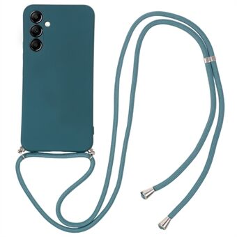 For Samsung Galaxy A14 5G Fiber Lining Phone Cover Rubberized TPU Case with Long Lanyard