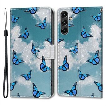 For Samsung Galaxy A14 4G / 5G PU Leather Cover Pattern Printed Card Slots Stand Flip Phone Case with Strap