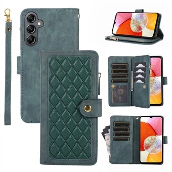 For Samsung Galaxy A14 4G / 5G Zipper Pocket Phone Case Multiple Card Slots Leather Rhombus Phone Cover