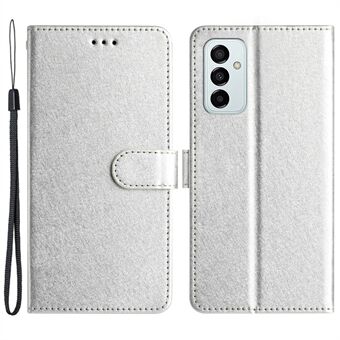 Phone Case for Samsung Galaxy A14 4G / 5G , Stand Silk Texture PU Leather Wallet Shell with Hand Strap