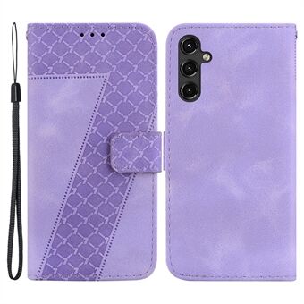 For Samsung Galaxy A14 5G 7-Shape Imprinted Leather Wallet Cover Flip Stand Anti-scratch Phone Case