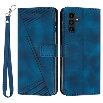 For Samsung Galaxy A14 5G Leather Wallet Stand Cover Triangle Imprint Phone Case with Strap