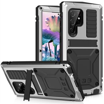 For Samsung Galaxy S23 Ultra Shockproof Phone Case TPU + Metal Hybrid Phone Back Cover Kickstand