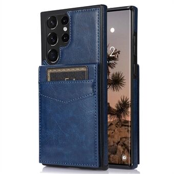 Kickstand Case for Samsung Galaxy S23 Ultra Card Slots PU Leather Coated TPU Phone Cover