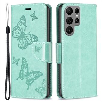 BF Imprinting Pattern Series-4 for Samsung Galaxy S23 Ultra PU Leather Stand Case Imprinted Butterflies Wallet Shockproof Phone Cover