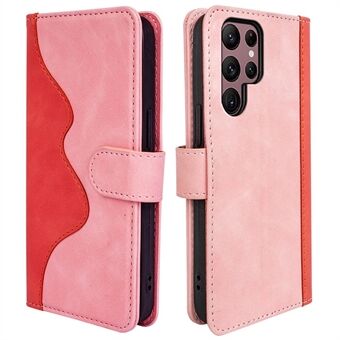 For Samsung Galaxy S23 Ultra PU Leather Stand Wallet Cover Color Splicing Magnetic Clasp Phone Case