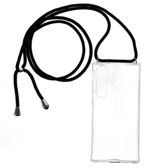 For Samsung Galaxy S23 Ultra Anti-Drop Phone Back Cover HD Clear Four Corner Anti-drop Soft TPU Case with Lanyard