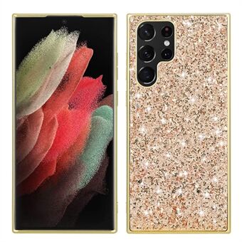 For Samsung Galaxy S23 Ultra Shiny Glitter Sequins Phone Case Drop Resistant Electroplating TPU Frame Hard PC Back Cover