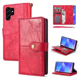 For Samsung Galaxy S23 Ultra Multiple Card Slots Wallet Retro Style PU Leather Phone Case Supporting Stand Cell Phone Shell