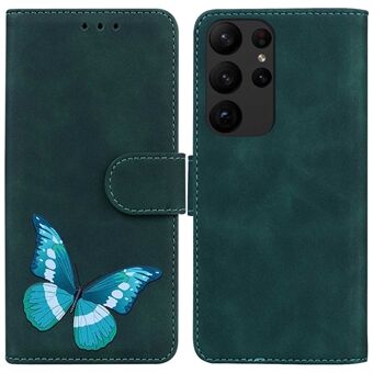 For Samsung Galaxy S23 Ultra Butterfly Pattern Printing Flip Phone Case Skin-touch PU Leather Wallet Stand Full Protective Cover