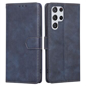 For Samsung Galaxy S23 Ultra RFID Blocking Phone Case Cowhide Texture PU Leather Shockproof Wallet Stand Cover