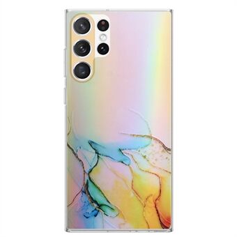 For Samsung Galaxy S23 Ultra Colorful Laser Bump Proof TPU Phone Case Embossed Marble Pattern Cover